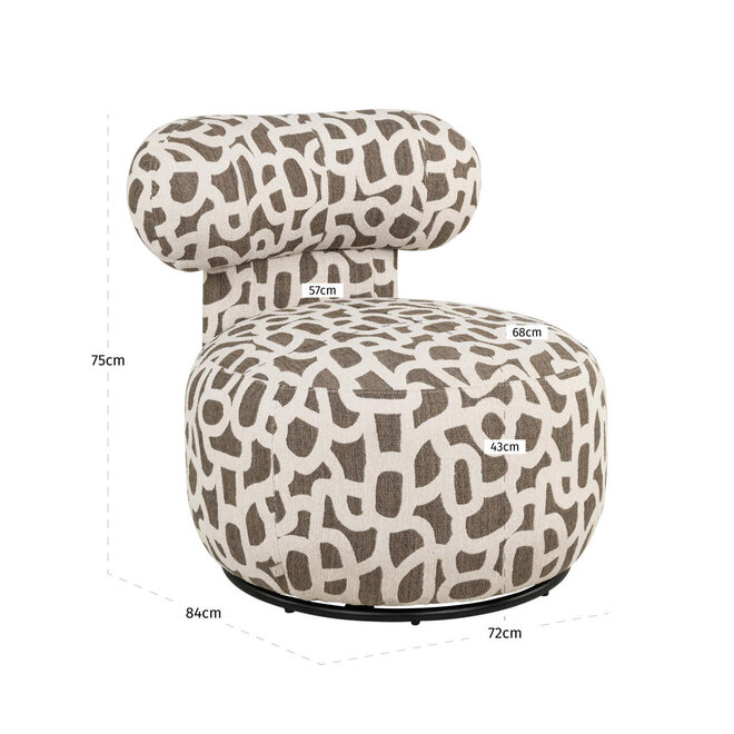 Lounge stoel Kaya weave brown swivel