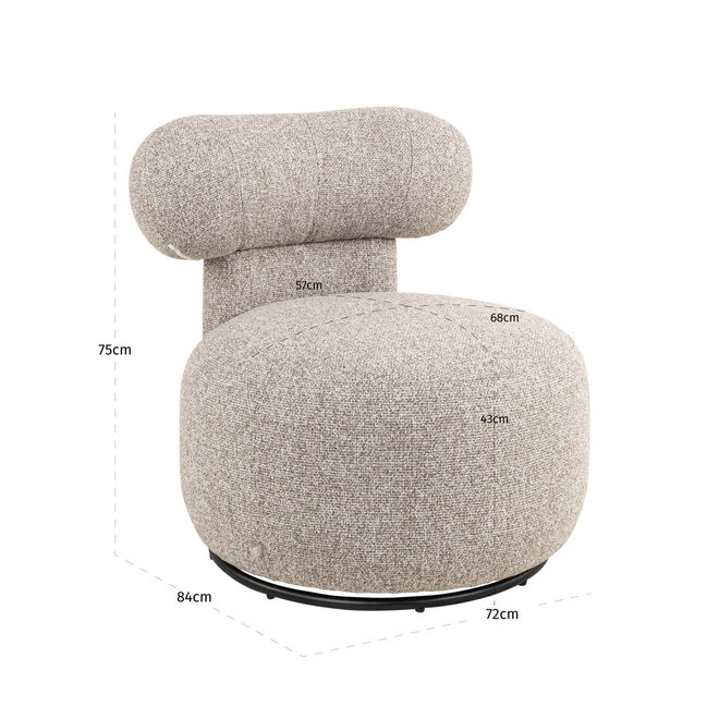 Lounge stoel Kaya cayenne brown swivel