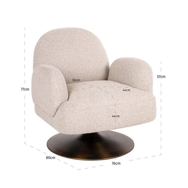 Lounge stoel Kagney biscotti swivel