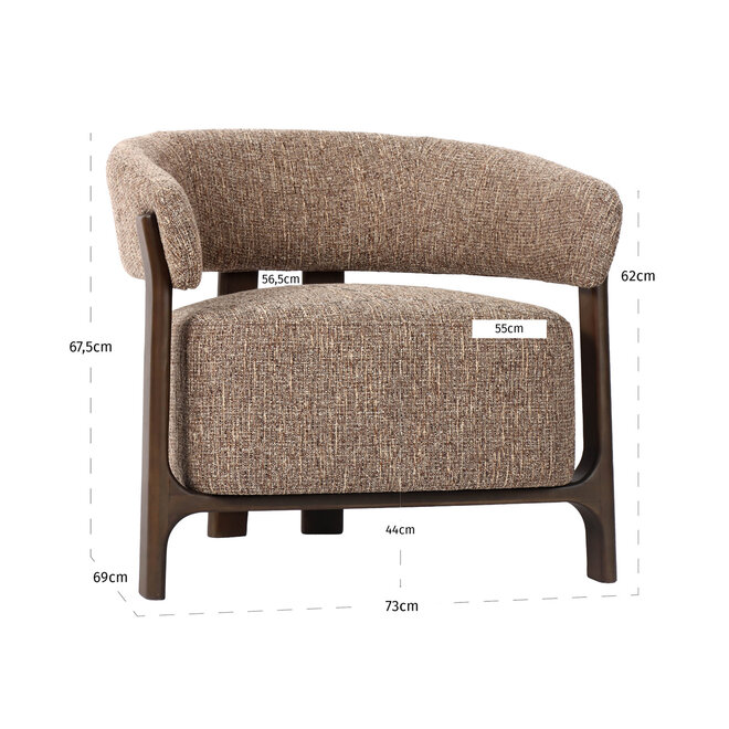 Lounge stoel Dalara brown tweed