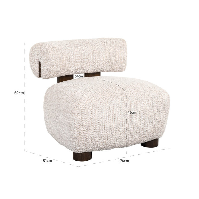 Lounge stoel Arabella lovely cream