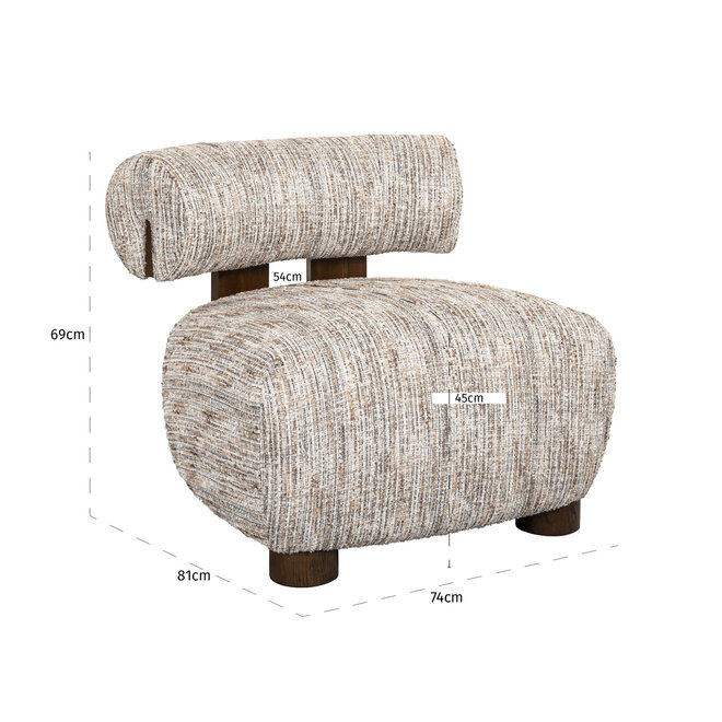 Lounge stoel Arabella greige coco