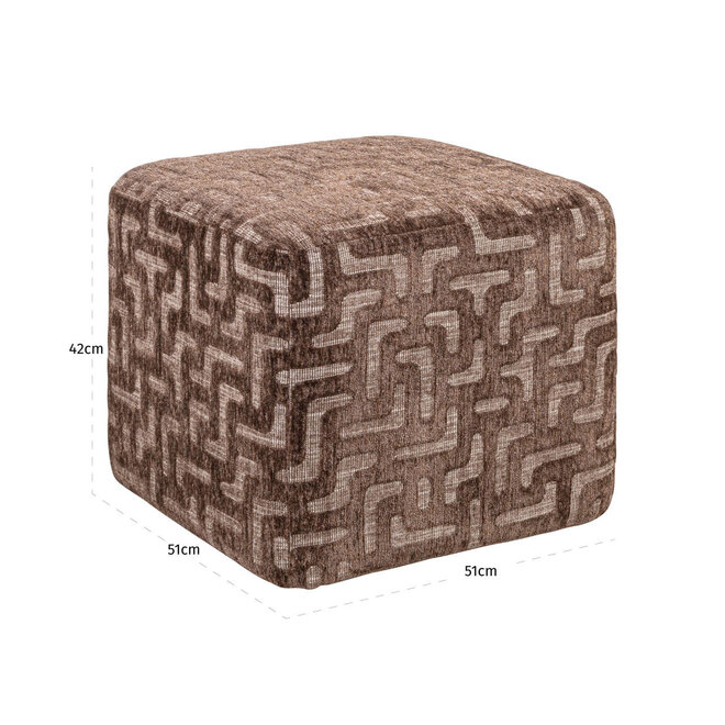Poef & Voetenbank Ciela brown labyrinth