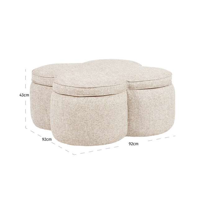 Poef & Voetenbank Corbeau sand tweed