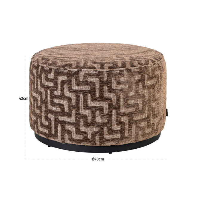 Poef & Voetenbank Lexie brown labyrinth 70Ø