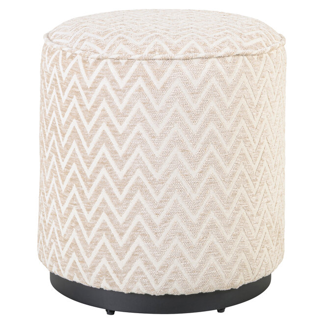 Poef & Voetenbank Lexie beige chevron 45Ø