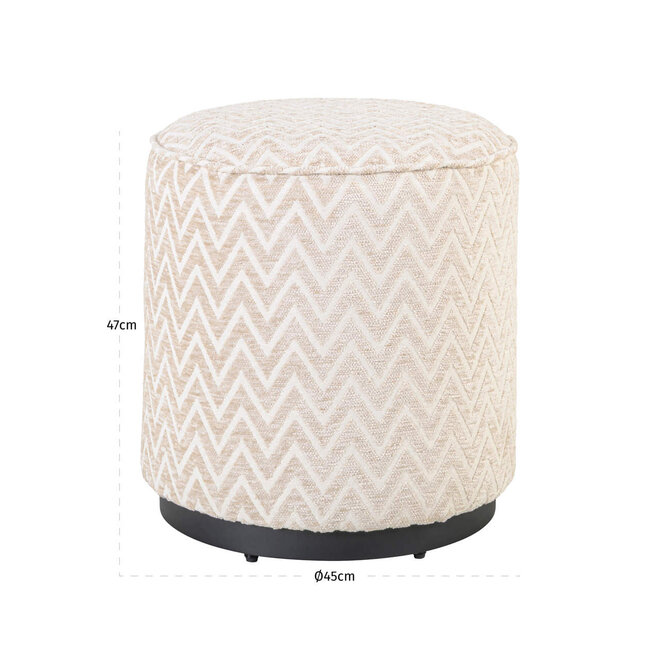 Poef & Voetenbank Lexie beige chevron 45Ø