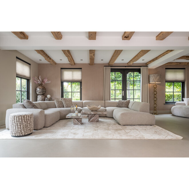 Poef & Voetenbank Lexie beige chevron 45Ø