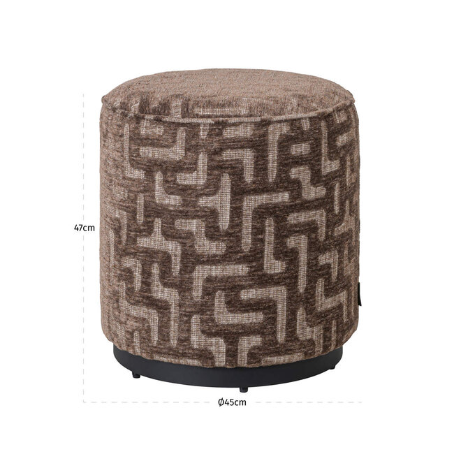 Poef & Voetenbank Lexie brown labyrinth 45Ø