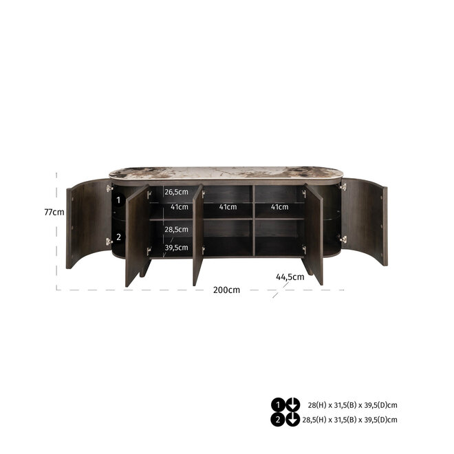 Dressoir Langford brown 5-doors