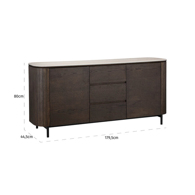 Dressoir Ritz brown 2-doors 3-drawers
