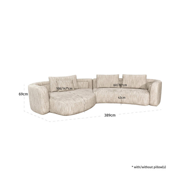Bank Angusto natural softweave lounge left