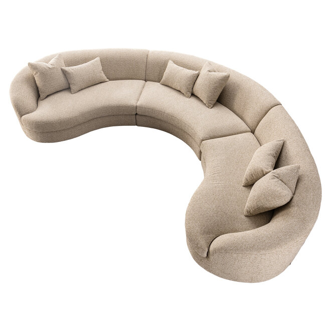 Bank Morena cream blockweave 3-seater arm left + corner + 3-seater arm right
