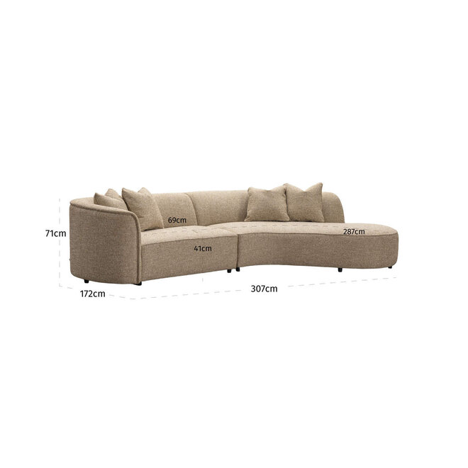 Bank Romero sand tweed ottoman right fire retardant