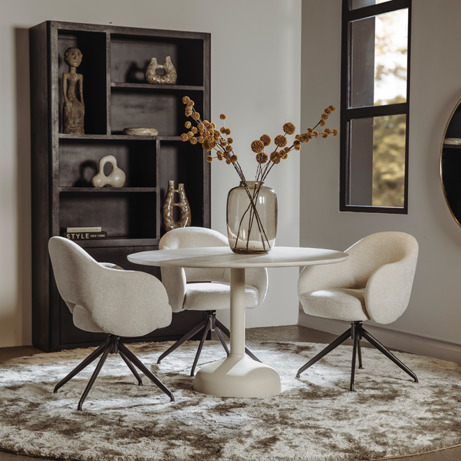 Elba Eetkamertafel gebroken wit rond 120 cm