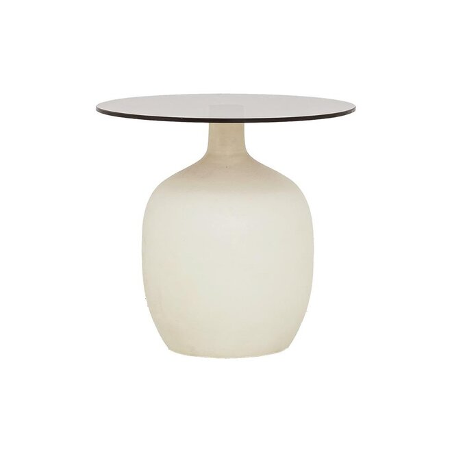 Vigo Bijzettafel glas gebroken wit 45 cm