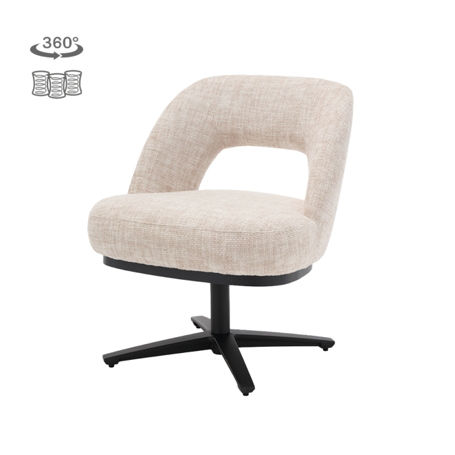 Caldes Lounge Stoel - TED 24 off white (draaibaar)