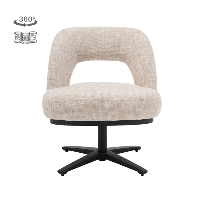 Caldes Lounge Stoel - TED 24 off white (draaibaar)