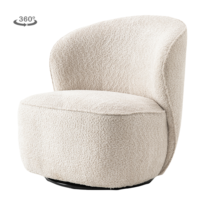 Belvi Fauteuil - fabric AJ3019-08 Cream (draaibaar)