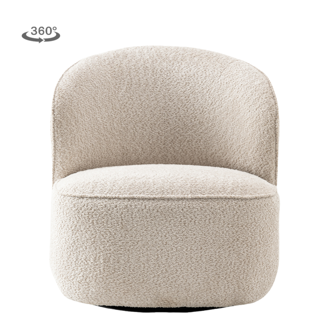 Belvi Fauteuil - fabric AJ3019-08 Cream (draaibaar)