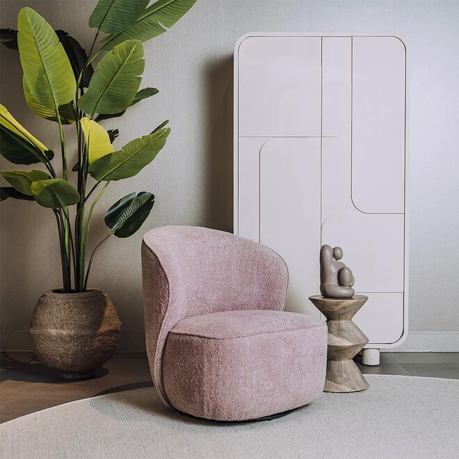 Belvi Fauteuil - fabric AJ3019-13 Old pink (draaibaar)