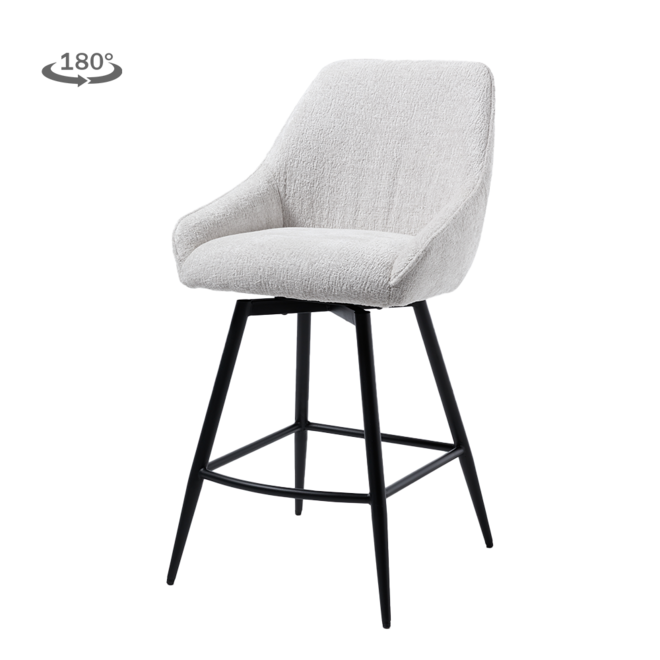 Trino Barstoel - fabric Trenza 04 white (draaibaar)