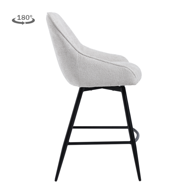 Trino Barstoel - fabric Trenza 04 white (draaibaar)
