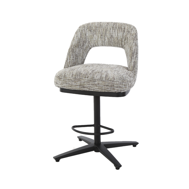 Caldes Barstoel - fabric Ted 8 white-grey (draaibaar)