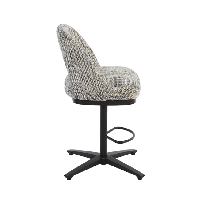 Caldes Barstoel - fabric Ted 8 white-grey (draaibaar)