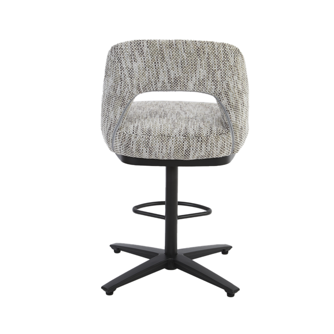 Caldes Barstoel - fabric Ted 8 white-grey (draaibaar)