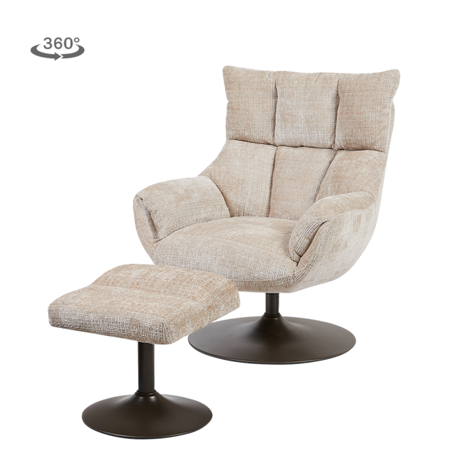 Force Fauteuil met voetenbank - Cremona 14 beige (draaibaar)