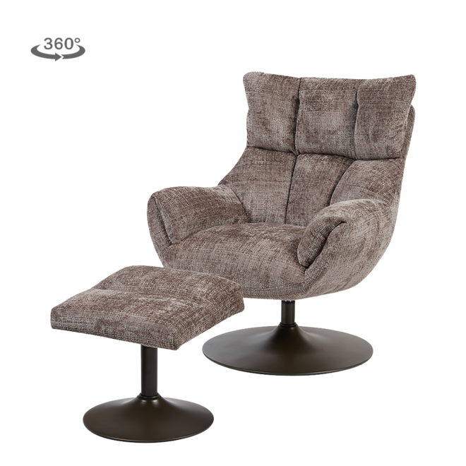 Force Fauteuil met voetenbank - Cremona 24 clay (draaibaar)