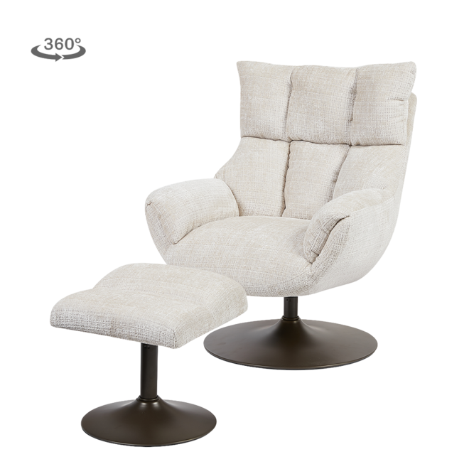 Force Fauteuil met voetenbank - Cremona 02 sand (draaibaar)