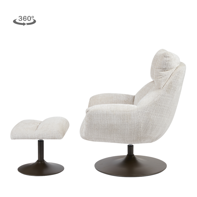 Force Fauteuil met voetenbank - Cremona 02 sand (draaibaar)
