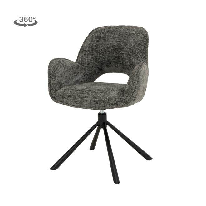 Isola Armstoel - Haga 16 charcoal (draaibaar)