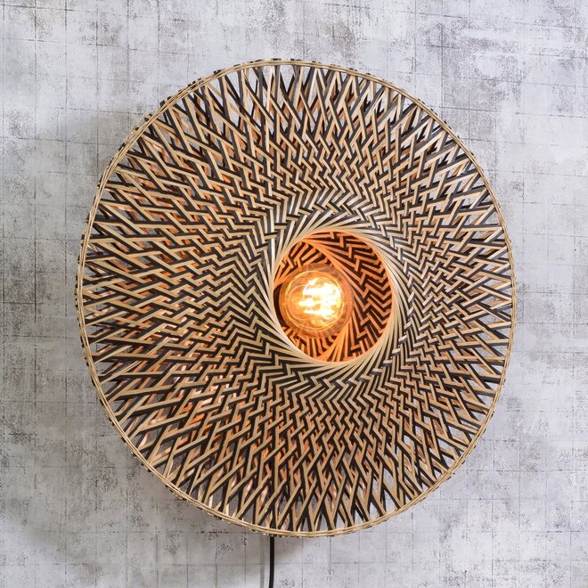 Wandlamp Bali bamboe Ø60 x 15 cm zwart/naturel, L