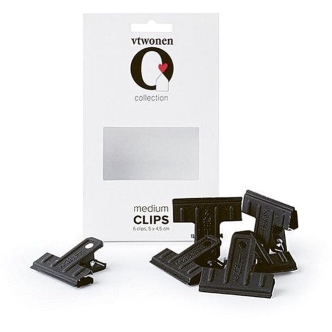 vtwonen Set/6 clips metaal zwart medium