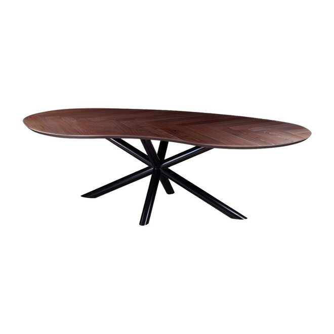 Eettafel Job - Organisch eiken visgraat - Donker Bruin - 200x110x76