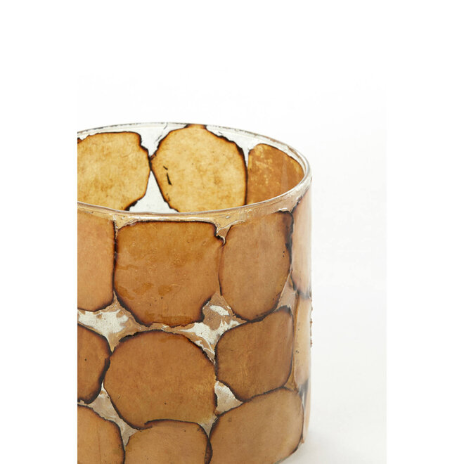 Light & Living Theelichthouder Dronero Ø10x11 cm glas transparant met bruin