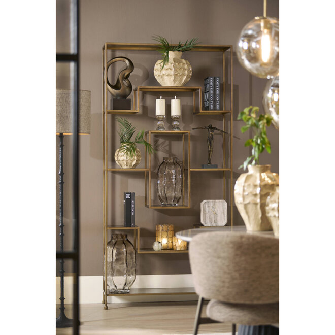 Light & Living Theelichthouder Dronero Ø10x11 cm glas transparant met bruin