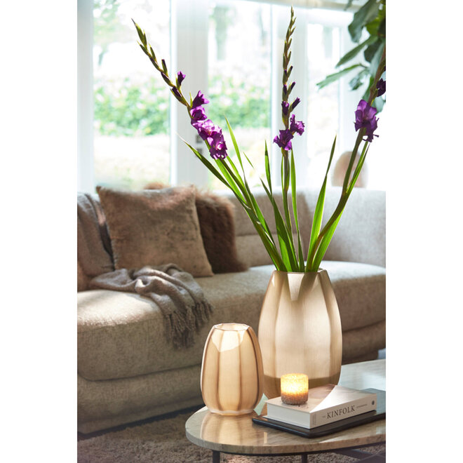 Light & Living Vaas Bradley Ø17x23,5 cm glas licht bruin
