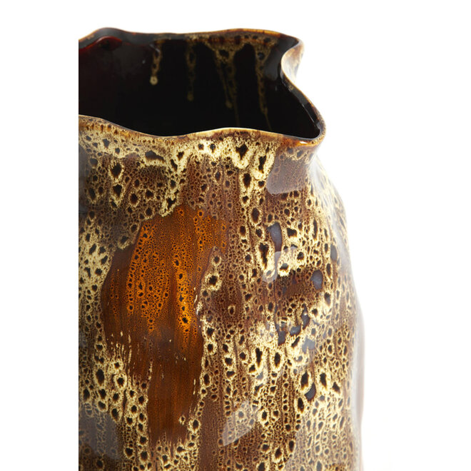 Light & Living Vaas deco Althea Ø25,5x45,5 cm keramiek donkerbruin, crème en oranje
