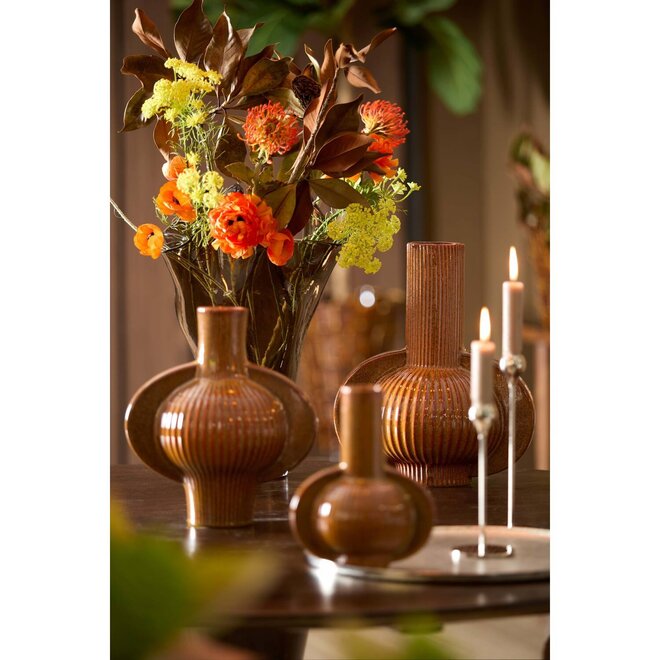 Light & Living Vaas deco Melnik 31,5x21,5x38,5 cm keramiek cognac bruin