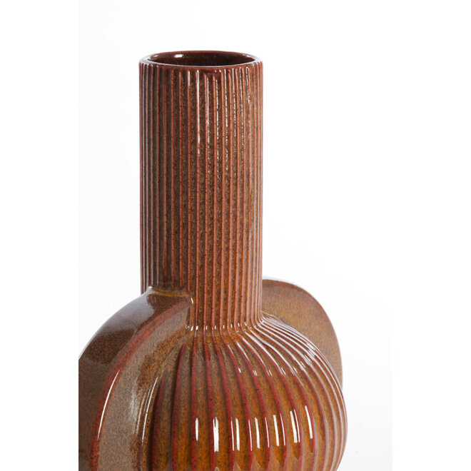 Light & Living Vaas deco Melnik 31,5x21,5x38,5 cm keramiek cognac bruin