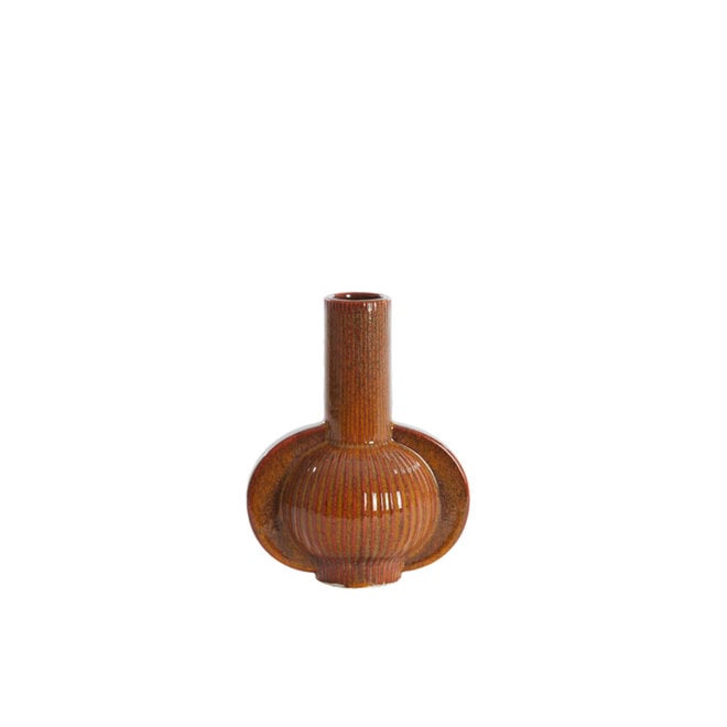 Light & Living Vaas deco Melnik 18,5x12,5x23,5 cm keramiek cognac bruin