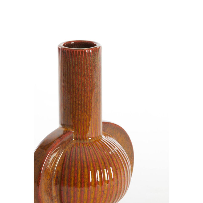 Light & Living Vaas deco Melnik 18,5x12,5x23,5 cm keramiek cognac bruin