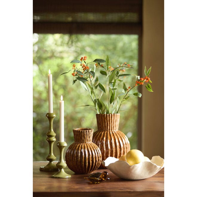 Light & Living Vaas deco Zirja Ø25x30 cm keramiek oranje