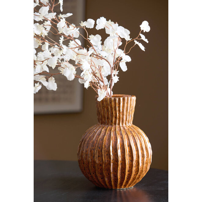 Light & Living Vaas deco Zirja Ø25x30 cm keramiek oranje