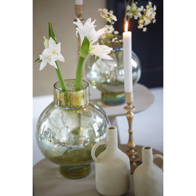 Light & Living Vaas Dusit Ø31x38 cm glas steenlook groen