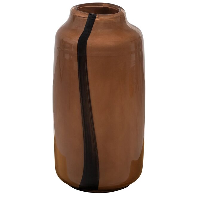 Woood Vaas Selena glas met streep bruin